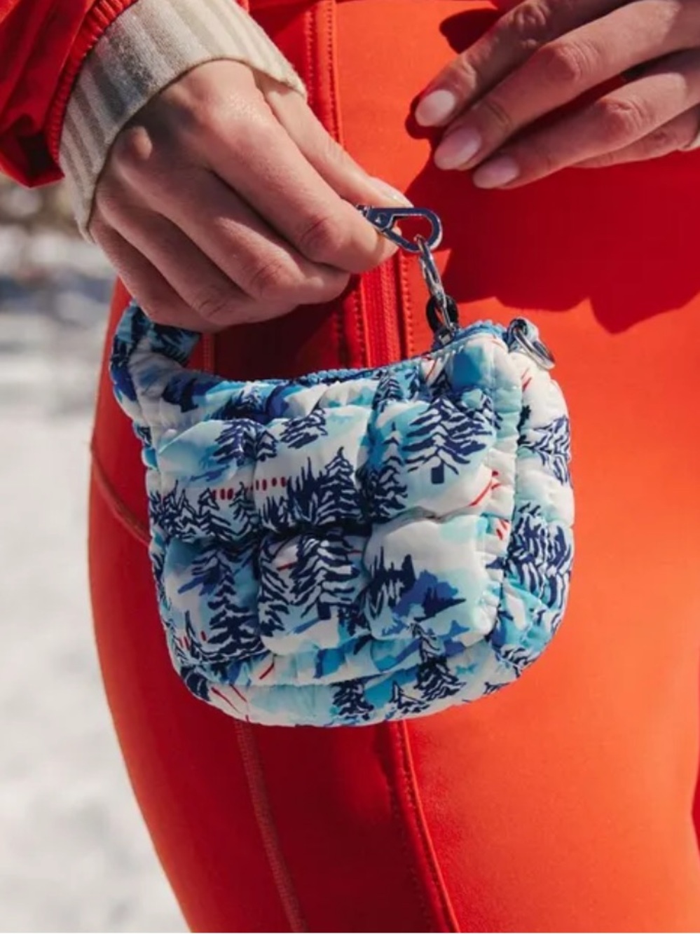 FP Movement Printed Quilted Micro Pouch - Alpine Blue- NWT